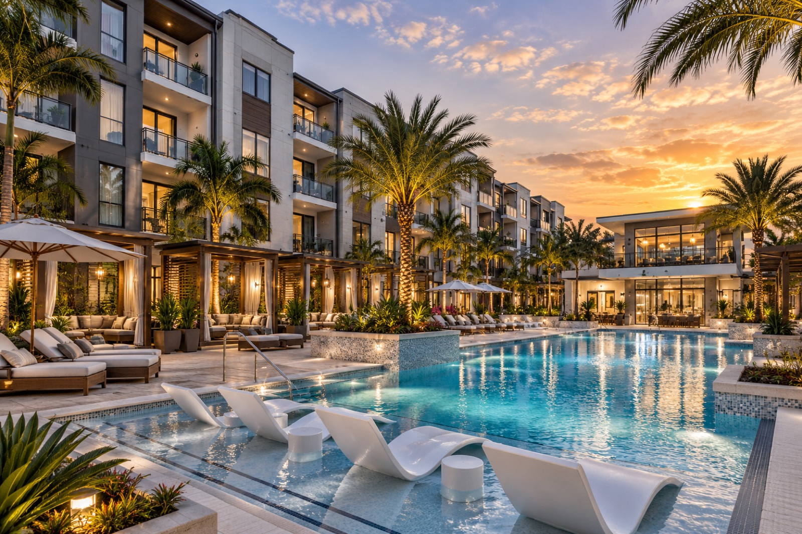 Residential condo with a pool in Florida