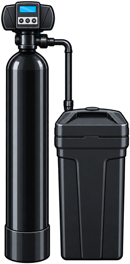 Water softener treatment tank and brine tank