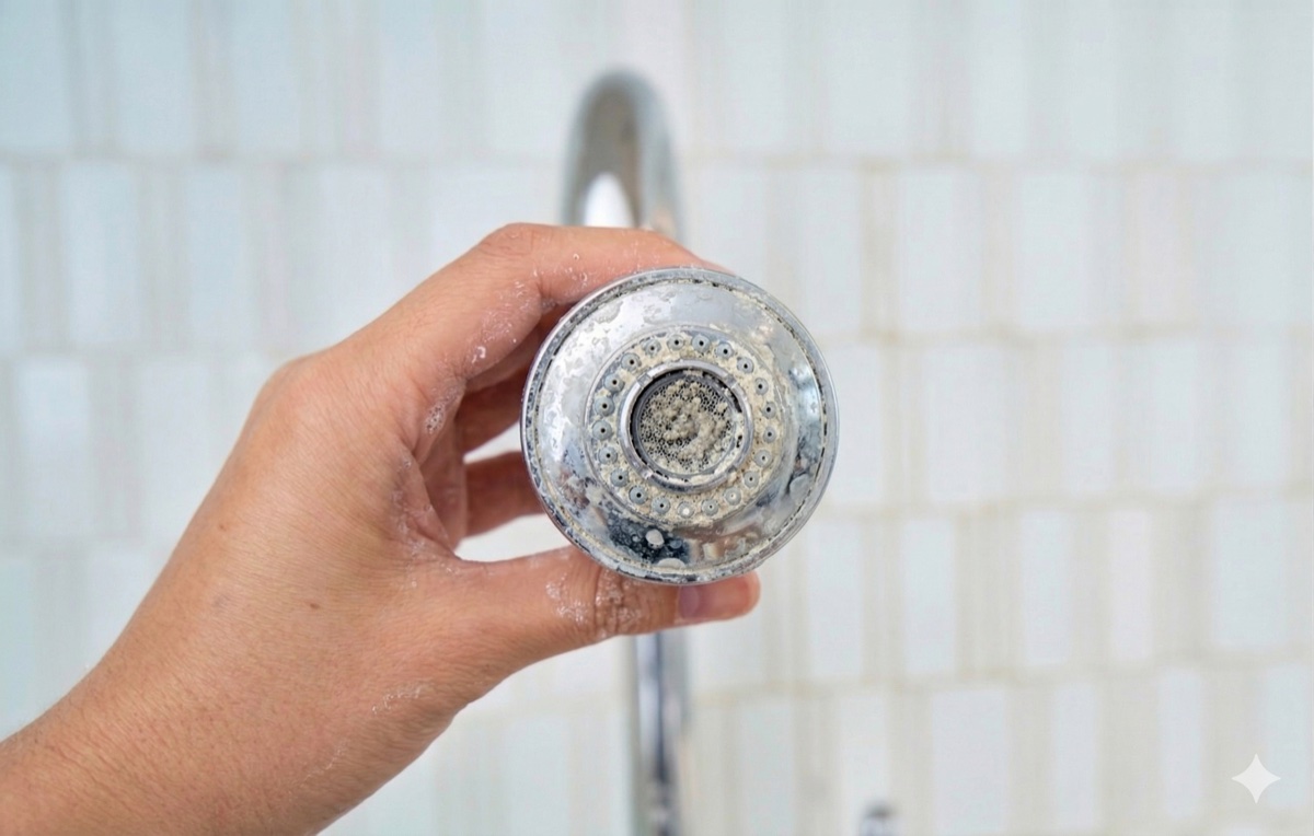 Hard water on chrome before